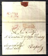 1830, FOGGIA - NAPOLI, CARTA  PREFILATELICA , MARCA PREFILATÉLICA DE FOGGIA Y DE NÁPOLES COMO LLEGADA - 1. ...-1850 Prefilatelia