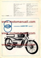 GILERA CADET 50 SPECIAL - CADET 50 SUPERVIAGGIO 1960 Moto Depliant Originale Genuine Brochure Prospekt - Moto