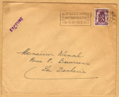 Enveloppe Cover Brief 714 Facture Charleroi à La Docherie + Flamme - Covers & Documents