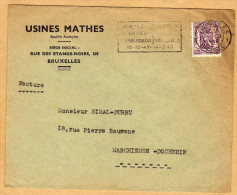 Enveloppe Cover Brief 714 Facture Usines Mathes Bruxelles à Marchienne Docherie + Flamme - Covers & Documents