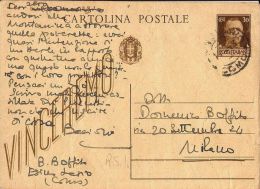 INTERO R.S.I. REPUBBLICA SOCIALE IMPERALE 30 C 1943 ESINO X MILANO - Stamped Stationery