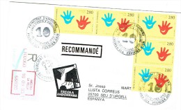 Env.Circule RARE  ANDORRE FDCC/15 1993 ECOLE ANDORRAN 9 TIMBRES YVERT 438 - Andere & Zonder Classificatie