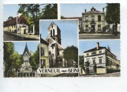 Verneuil Sur Seine - Multivues - Divers Aspects N°100 éd Abeille Dentelée - église Mairie Peupliers - Verneuil Sur Seine