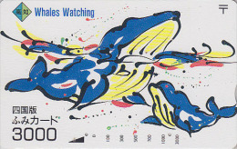 Carte Prépayée Japon - ANIMAL - BALEINE - WHALE WATCHING Japan Prepaid Card - WAL Karte - 269 - Dauphins