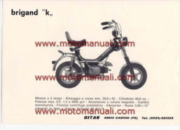 GITAN BRIGAND K 50 1975 Depliant Originale Genuine Brochure Prospekt - Motorräder