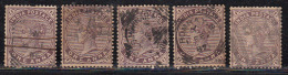 5 Diff., Shade Varieties, British India Used. QV One Anna Single Star, 1882 - 1882-1901 Empire