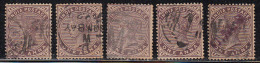 5 Diff., Shade Varieties, British India Used. QV One Anna Single Star, 1882 - 1882-1901 Impero