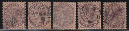 5 Diff., Shade Varieties, British India Used. QV One Anna Single Star, 1882 - 1882-1901 Imperium