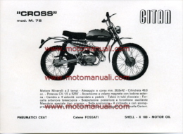 GITAN CROSS M 72 50 1972 CICLOMOTORE Depliant Originale Genuine Brochure Prospekt - Motorräder