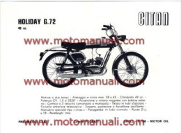 GITAN HOLIDAY G 72 50 1972 CICLOMOTORE Depliant Originale Genuine Brochure Prospekt - Motor Bikes