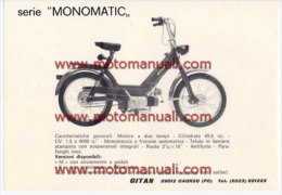 GITAN MONOMATIC 50 CICLOMOTORE Depliant Originale Genuine Brochure Prospekt - Motos