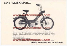 GITAN MONOMATIC K 50 CICLOMOTORE Depliant Originale Genuine Brochure Prospekt - Motorräder