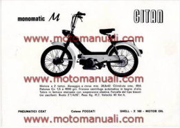 GITAN MONOMATIC M 50 CICLOMOTORE Depliant Originale Genuine Brochure Prospekt - Motos