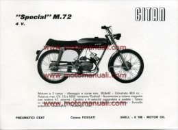 GITAN SPECIAL M 72 4V 50 1972 CICLOMOTORE Depliant Originale Genuine Brochure Prospekt - Motos