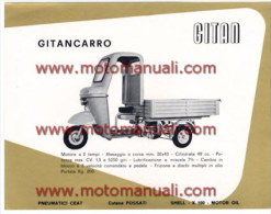 GITAN GITANCARRO 50 1970 CICLOMOTORE MOTOCARRO TRIPORTEUR 3-WHEELER Depliant Originale Genuine Brochure Prospekt - Motos