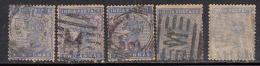 5 Diff., Two Annas 1882 Used, Postmark / Shade Varities, Early India Cancellation, - 1882-1901 Impero