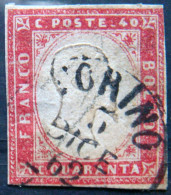 SARDINIA 1855 40c King Victor Emmanuel II USED Scott13 CV$50 - Sardegna