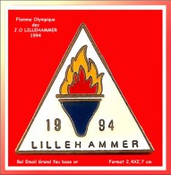 SUPER PIN´S OLYMPIQUE : FLAMME OLYMPIQUE Dans Triangle Des JO De LILLEHAMMER 1984 - Olympische Spelen