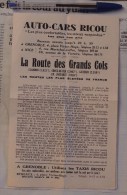 Auto-cars Ricou Et La Route Des Grands Cols (Grenoble Et Nice) Carte Du Trajet - Années 30 - Sports & Tourisme