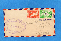 MARCOPHILIE- OCEANIE FSE-Lettre 1ère Liaison Aérienne-PAPEETE-NOUMEA- NOV 1947- - Lettres & Documents