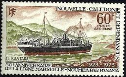 NEW CALEDONIA 60 FRANCS MARSEILL-NOUMEA VIA PANAMA 50TH ANIVERSARY SHIP SET OF 1 MLH 1973 SG516 READ DESCRIPTION !! - Ongebruikt