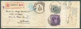 2Fr.45 KEPI + 5 Centimes Lion Obl. Sc SCHAERBEEK 4 Au Verso D´une Lettre Recommandée Du 9-V-1932 Vers Ostende + Etiquett - 1931-1934 Mütze (Képi)