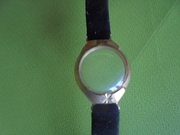 Ancien - Bracelet Montre + Verre (Cuir Velours Noir) - Horloge: Antiek