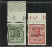 COLONIE ITALIANE EGEO OCCUPAZIONE TEDESCA GERMAN OCCUPATION 1944 ESPRESSI SPECIAL DELIVERY PRO ASSISTENZA EGEO SERIE MNH - Ägäis (Dt. Bes.)