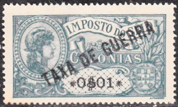 EMISSÕES GERAIS- Colónias De África (IMP. POSTAL)1919-Selos Fiscais C/sob.«TAXA DE GUERRA» 0$01 15x14 (*) MNG MUN.  Nº 1 - Africa Portuguesa