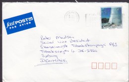 New Zealand FASTpost Par Avion Label WELLINGTON 1993 Cover To SØBORG Denmark Pohutu Geyser - Airmail