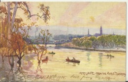 AUSTRALIA 1906- VINTAGE POSTCARD ADELAIDE -FROM THE RIVER TORRENS FROM PAINTING BY FULLWOOD MAILED FOM ARGENTINA POSTM & - Adelaide