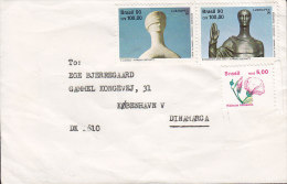 Brazil 1990? Uncancelled Cover Letra To Dinamarca Denmark LUBRAPEX 90 100.00 Cr Pair & Hibiscus Stamps - Covers & Documents