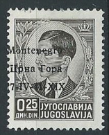 1941 MONTENEGRO 0,25 D VARIETà SOPRASTAMPA SENZA GOMMA - ED1031 - Montenegro