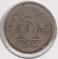 @Y@    Turkije   5  Kurus  1935        (2727) - Turkey