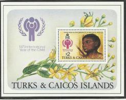 TURKS AND CAICOS - 1979 International Year Of The Child Souvenir Sheet. Scott 370. MNH ** Flowers - Turks And Caicos