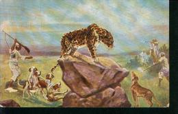 Hunter Dog Hunter Shooting At A Leopard Painting In Africa Serie 241 Um 1900 - Tigers