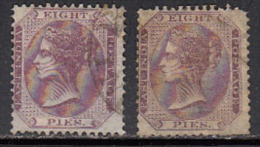 Eight Pies Shade Variety, British India 1860, QV Used, No Watermark - 1858-79 Kolonie Van De Kroon