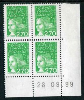 Bloc De 4  Timbres** De 1997  "2,70 - Luquet / LA POSTE - Type II" Avec Date  28 . 09 . 99 - 1990-1999