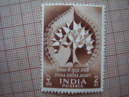 INDIA 1956 BUDDHA JAYANTI  Issue Lower Value Of 2 Annas Sepia In A SINGLE MINT NO HINGE. - Nuevos