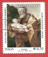 ITALIA REPUBBLICA USATO - 2013 - NATALE RELIGIOSO - S.Giuseppe Col Bambino, Opera Di G.Reni - € 0,70 - S. ---- - 2011-20: Afgestempeld