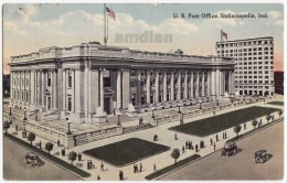 USA, INDIANAPOLIS IN ~ US POST OFFICE BUILDING ~ STREET VIEW ~ Antique 1910s Vintage Indiana Postcard - Indianapolis