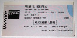 GUY FORSYTH : Rare Billet Concert Collector Ticket BELGIUM 21/11/1995 - Konzertkarten