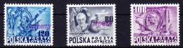 Polen - 1950 - Flugpost Mi.#617, 618 619 Mit Rotem Audruck Groszy Alle ** Postfrisch - Ungebraucht