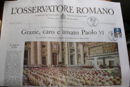 VATICANO 2014 - EXTRAORDINARY COPIE NEWSPAPER "OSSERVATORE ROMANO" BEATIFICATION POPE PAUL VI - Années Complètes