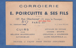 Carte Ancienne - PARIS 11e - Corroierie E. POIRCUITTE & Ses Fils - 137 Rue Oberkampf - Cuirs - Arrondissement: 11