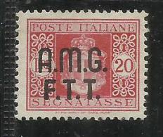 TRIESTE A 1947 AMG-FTT SOPRASTAMPATO D'ITALIA ITALY OVERPRINTED SEGNATASSE TAXE TASSE DUE LIRE 20 MNH BEN CENTRATO - Taxe