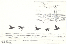 Texel, Vuurtoren  (sfeertekening)  2 X Scan  (particulier Ontwerp) - Texel