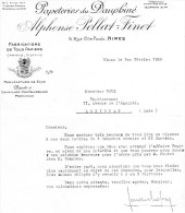 DOCUMENT COMMERCIAL  PAPETERIES DU DAUPHINE   ALPHONSE PELLAT-FINET  Cartons Ficelles Sacs    Nimes/Lézignan 1928 F - Printing & Stationeries