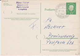 Bund Heuss Med P 37 PSt I Stempel Herbertshofen ü Augsburg 1961 - Postkaarten - Gebruikt