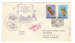 YUGOSLAVIA  JUGOSLAVIJA PARACHUTTING  COMMEMORATIVE COVER  SPECIAL POSTMARK 1961 SISAK PARTIZAN - Parachutting